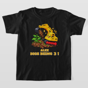 Personalized kawaii excavator Birthday T-Shirt