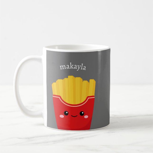 "Personalized Kawaii French Fries Mug" Coffee Mug (Left)