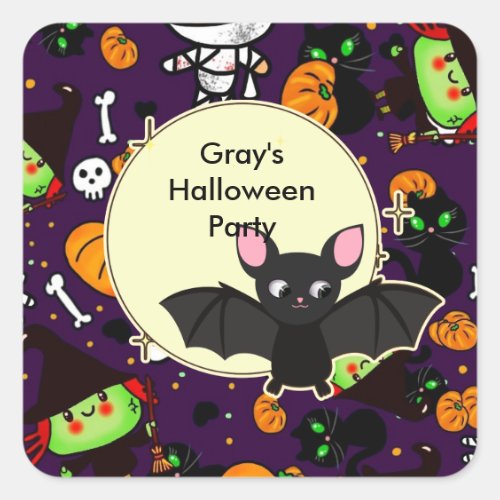 Personalized Kawaii Halloween labels say Thank you