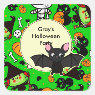Personalized Kawaii Halloween labels say Thank you