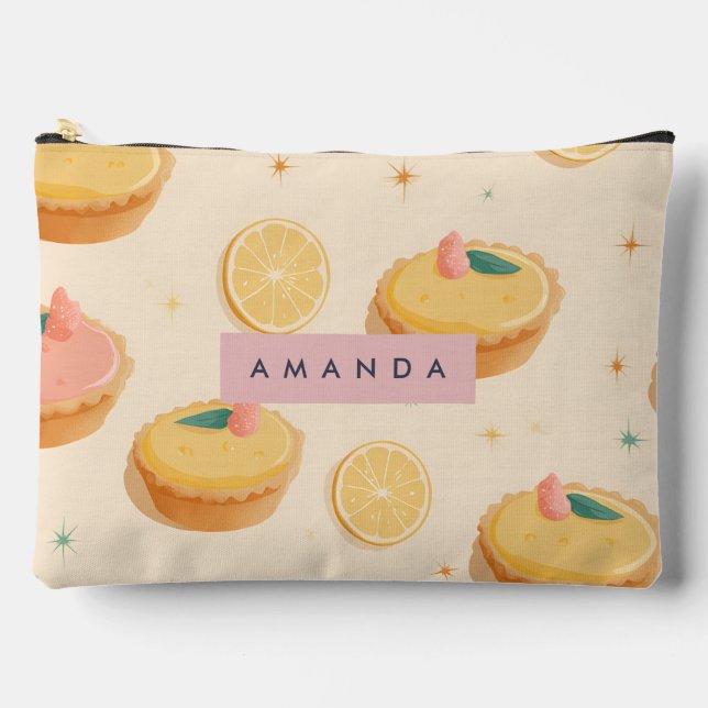 Personalized Kawaii Lemon Tart Pattern Accessory Pouch (Front)