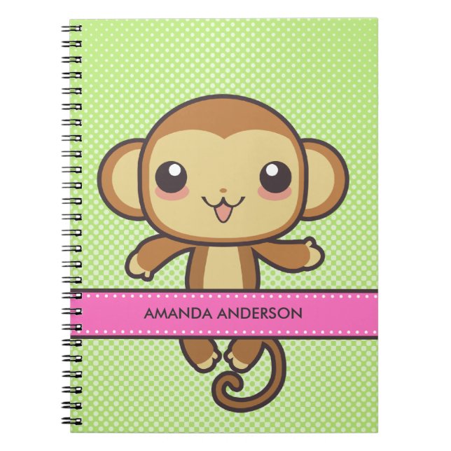 Personalized Kawaii Monkey Notebook/Journal Notebook (Front)