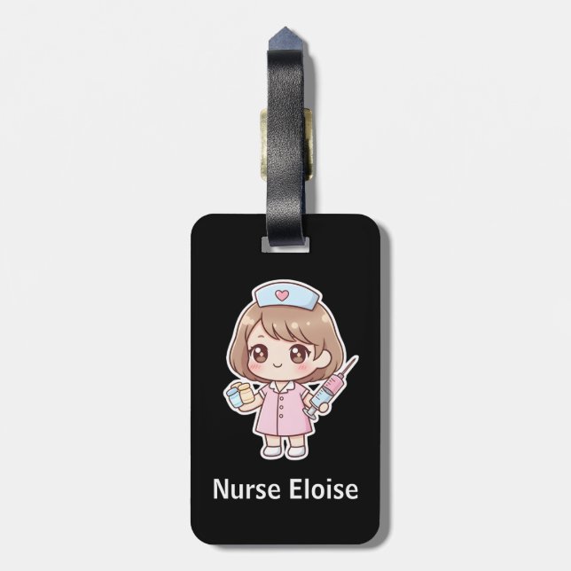 Personalized Kawaii Nurse Luggage Tag (Back Vertical)