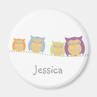 Personalized Kawaii Owls Magnet
