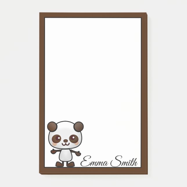 Personalized Kawaii Panda Bear Post-It Notes (Front)