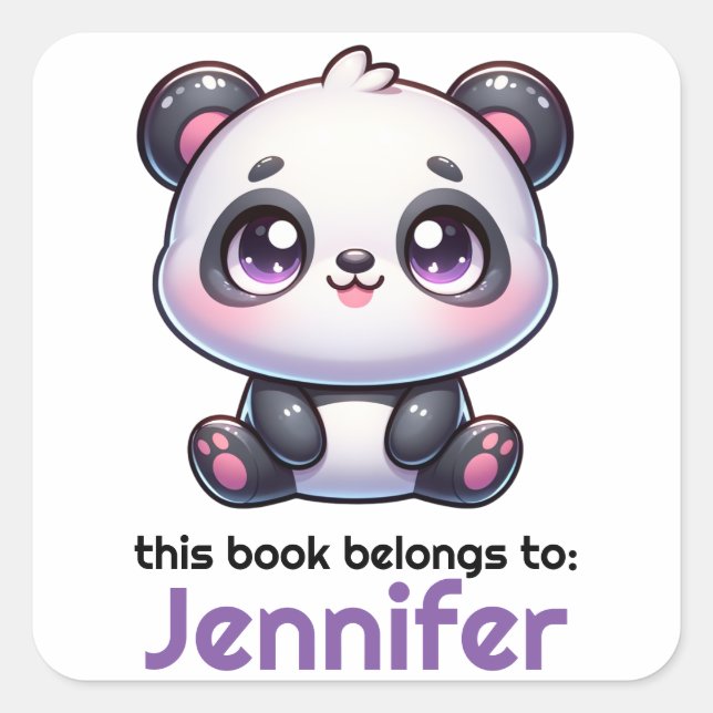 Personalized Kawaii Panda Bookplate (Front)