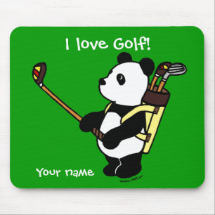 Personalized Kawaii Panda Golfer Mouse Pad