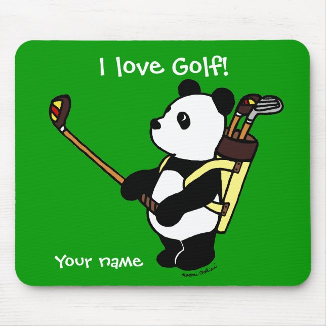 Personalized Kawaii Panda Golfer Mouse Pad (Front)