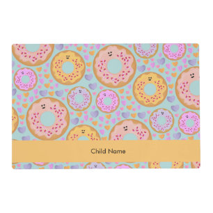 Personalized Kawaii Pastel Donut Kids Placemat