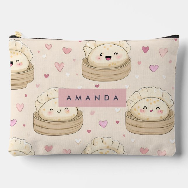 Personalized Kawaii Pastel Dumpling Pattern Accessory Pouch (Front)