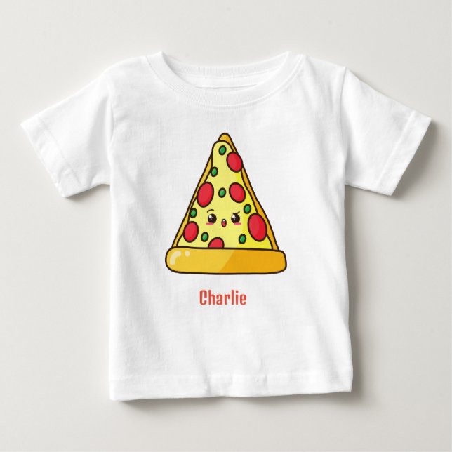Personalized Kawaii Pizza Baby T-Shirt (Front)
