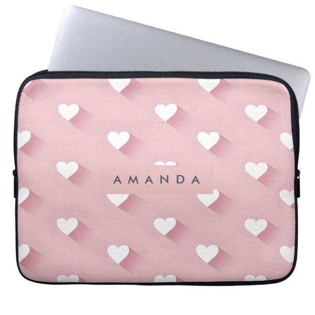Personalized Kawaii Soft Pink Heart  Laptop Sleeve (Front)