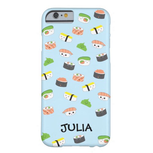 Personalized Kawaii style illustration blue Sushi Barely There iPhone 6 Case