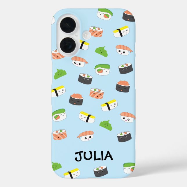 Personalized Kawaii, sushi illustration blue cute Case-Mate iPhone Case (Back)