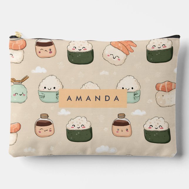 Personalized Kawaii Sushi Japanese Food Pattern Accessory Pouch (Front)