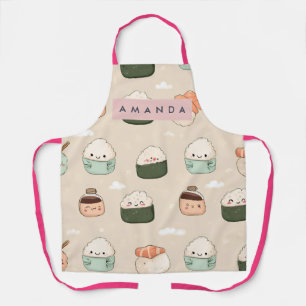 Personalized Kawaii Sushi Japanese Food Pattern Apron