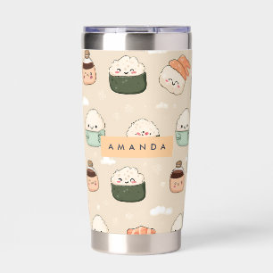 Personalized Kawaii Sushi Japanese Food Pattern Insulated Tumbler