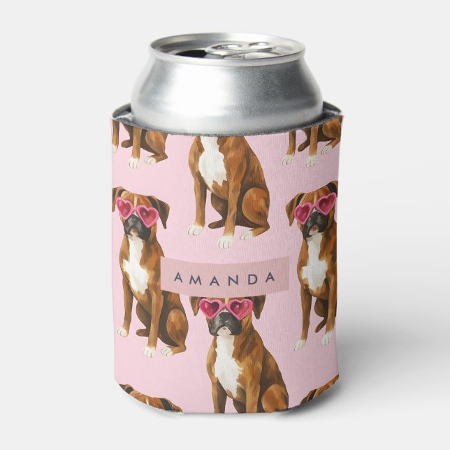 Personalized Kawaii Trendy Boxer Dog  Can Cooler (Can Front)