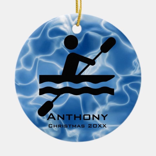 Personalized Kayaking Ornament (Front)