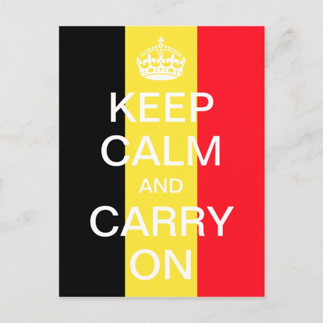 Personalized KEEP CALM and CARRY ON - Belgium flag Postcard (Front)