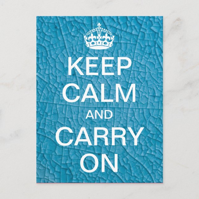 Personalized KEEP CALM and CARRY ON - blue stone Postcard (Front)