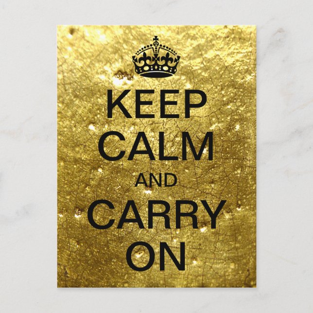 Personalized KEEP CALM and CARRY ON - gold stone Postcard (Front)
