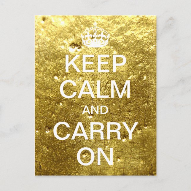 Personalized KEEP CALM and CARRY ON - gold stone Postcard (Front)