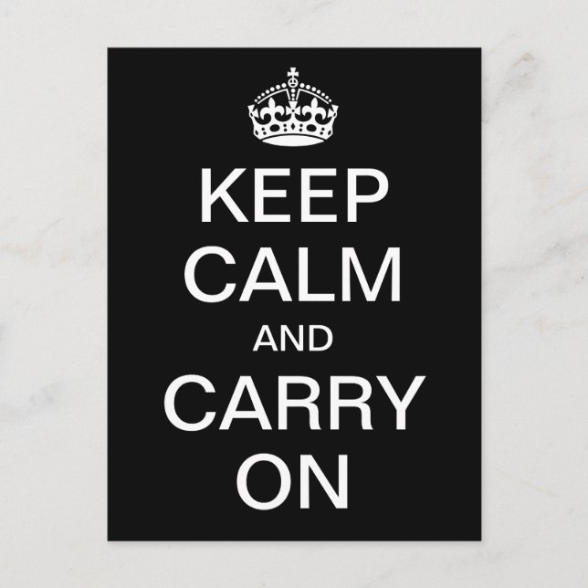 Personalized KEEP CALM and CARRY ON - white words Postcard (Front)