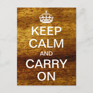 Personalized KEEP CALM and CARRY ON - wood Postcard