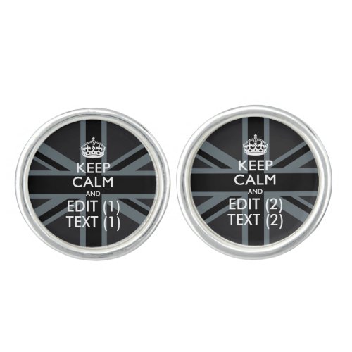 Personalized KEEP CALM AND Edit Dual Text EASILY Cufflinks