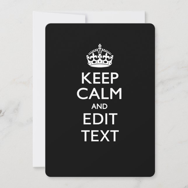 Personalized KEEP CALM AND Edit Text Invitation (Front)