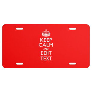 Personalized KEEP CALM AND Edit Text License Plate