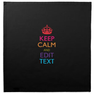 Personalized KEEP CALM AND Edit Text Multicolor Cloth Napkin