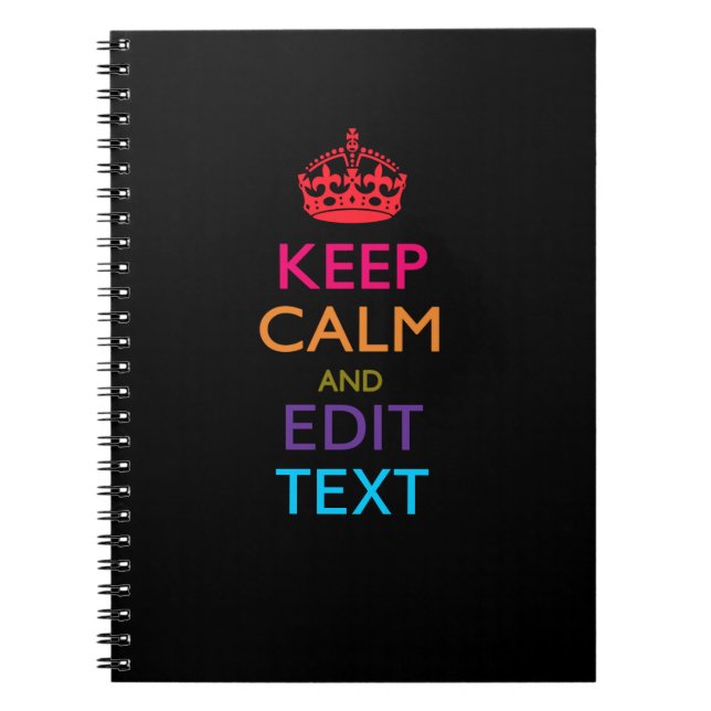 Personalized KEEP CALM AND Edit Text Multicolor Notebook (Front)