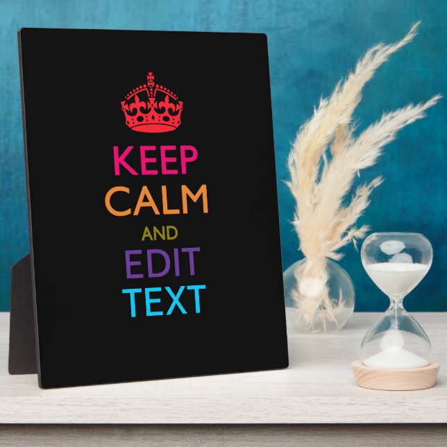 Personalized KEEP CALM AND Edit Text Multicolor Plaque (Side)