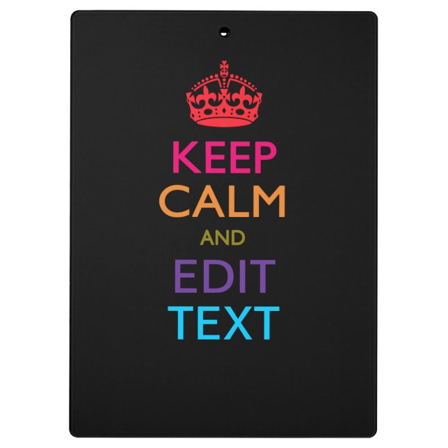 Personalized KEEP CALM AND Edit Text Multicolored Clipboard (Back)