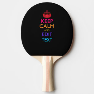 Personalized KEEP CALM AND Edit Text Multicolored Ping Pong Paddle