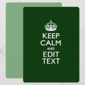 Personalized KEEP CALM AND Edit Text on Green (Front/Back)