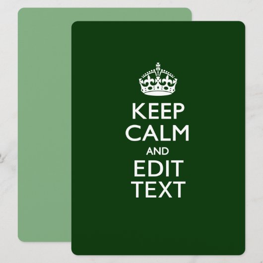 Personalized KEEP CALM AND Edit Text on Green (Front/Back)