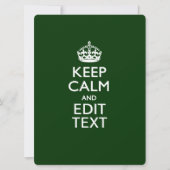 Personalized KEEP CALM AND Edit Text on Green (Front)