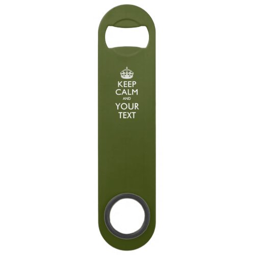 Personalized KEEP CALM AND Edit Text on Olive Bar Key