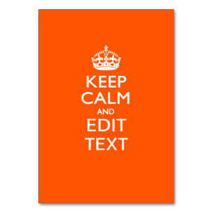 Personalized KEEP CALM AND Edit Text on Orange Table Number