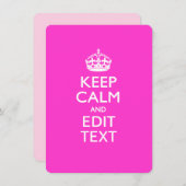 Personalized KEEP CALM AND Edit Text on Pink (Front/Back)