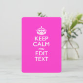 Personalized KEEP CALM AND Edit Text on Pink (Standing Front)