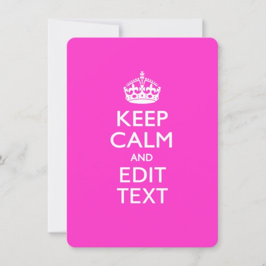 Personalized KEEP CALM AND Edit Text on Pink (Front)