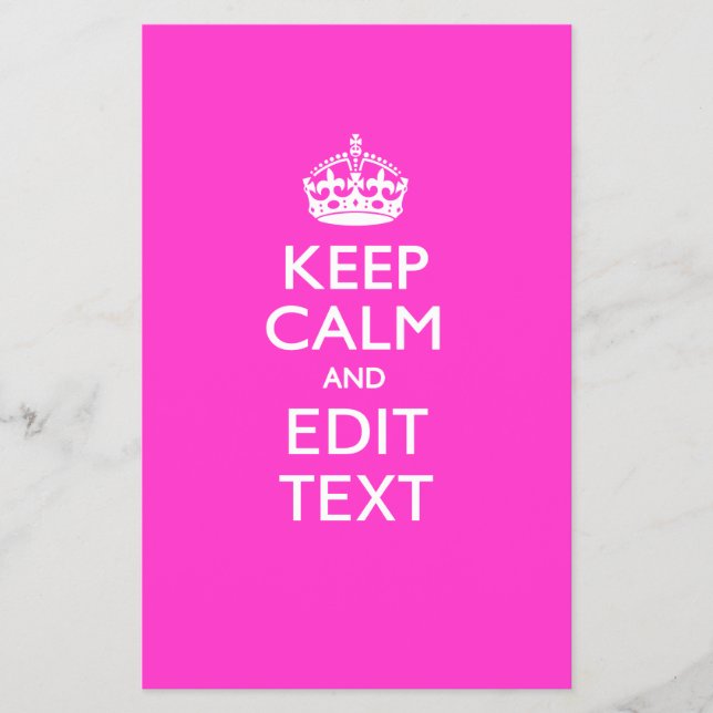 Personalized KEEP CALM AND Edit Text on Pink Flyer (Front)