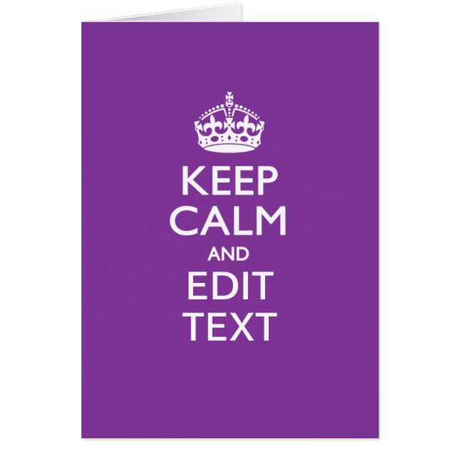Personalized KEEP CALM AND Edit Text on Purple Cards (Front)