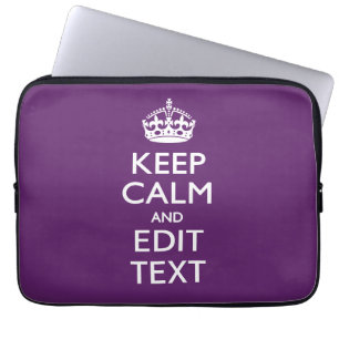 Personalized KEEP CALM AND Edit Text on Purple Laptop Sleeve