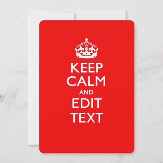 Personalized KEEP CALM AND Edit Text on Red (Front)