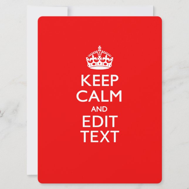 Personalized KEEP CALM AND Edit Text on Red (Front)